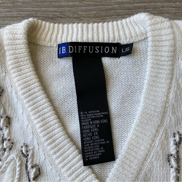 NWT Vintage IB. Diffusion Embellished Embroidered  V Neck Sweater - Picture 6 of 14
